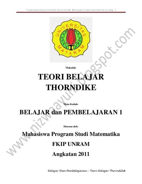 (DOC) TEORI BELAJAR THORNDIKE DAN BRUNER