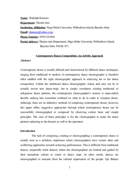 (DOC) The Art of composing Contemporary Dance - muktibox.com
