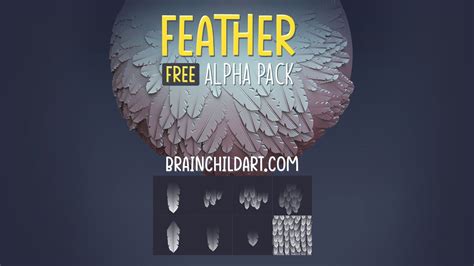 (FREE) Stylised FEATHER Alpha Pack Alpha Textures for Zbrush, Blender …