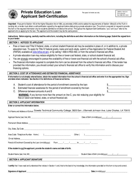 (GEN-10-01) Subject: Education Loan Applicant Self-Certification …