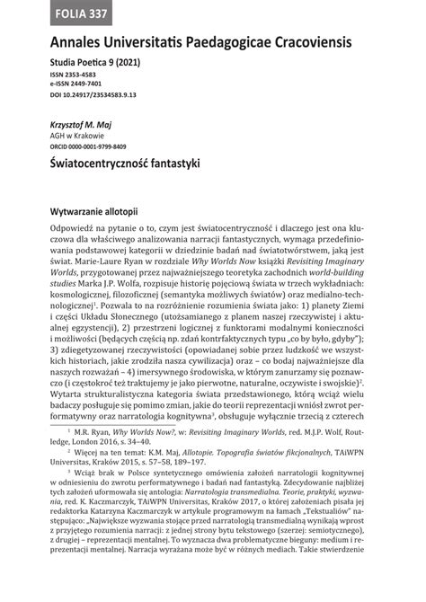 (PDF) Światocentryczność fantastyki Krzysztof M Maj