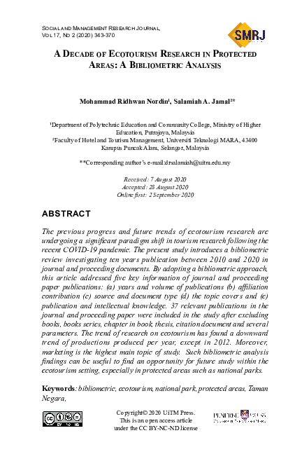 (PDF) A Decade of Ecotourism Research in Protected … - raincitystudios.com
