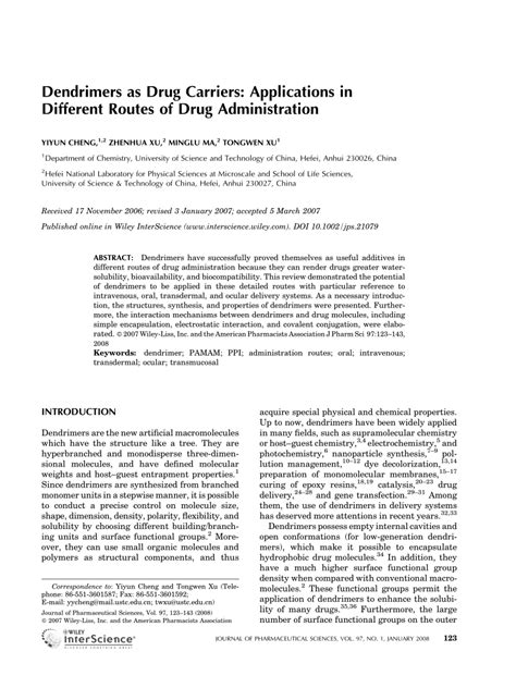 (PDF) A Different Route For Drug Application  ResearchGate. 