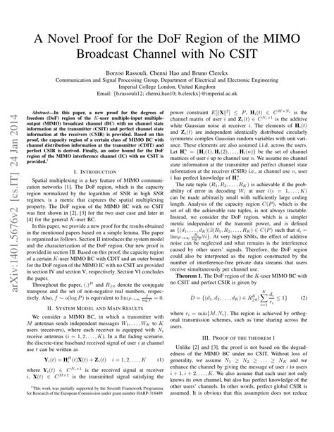 (PDF) A Novel Proof for the DoF Region of the MIMO