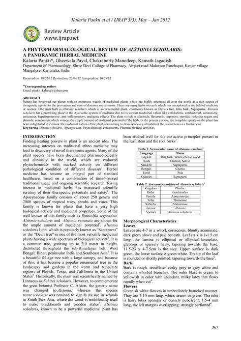 (PDF) A phytopharmacological review of Alstonia … - raincitystudios.com