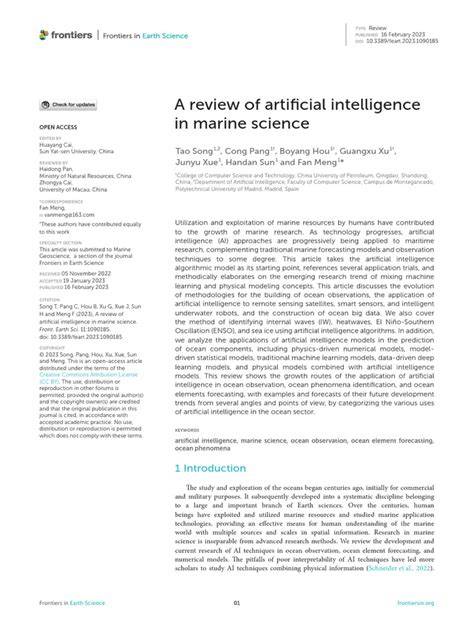 (PDF) A review of artificial intelligence in marine science - raincitystudios.com