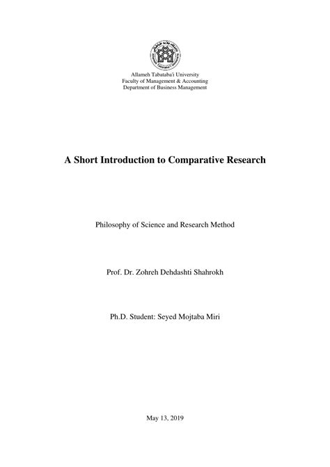 (PDF) A Short Introduction to Comparative Research