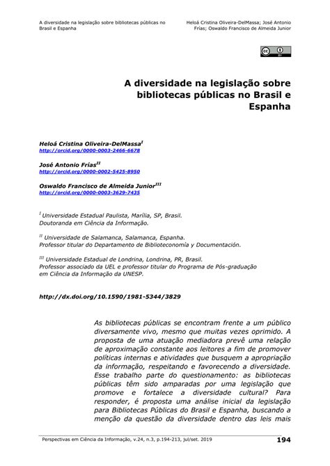 (PDF) A diversidade na legislação sobre bibliotecas ... - ResearchGate