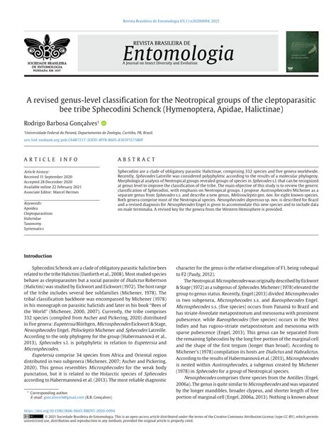 (PDF) A revised genus-level classification for the Neotropical …