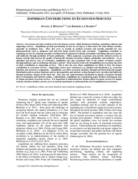 (PDF) Amphibian contributions to ecosystem services - raincitystudios.com