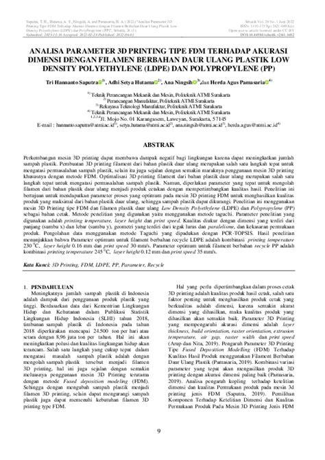 (PDF) ANALISA PARAMETER 3D PRINTING TIPE … - raincitystudios.com
