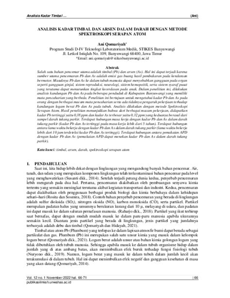 (PDF) Analisis Kadar Timbal dan Arsen dalam Darah dengan Metode ... - wintechmobiles.com