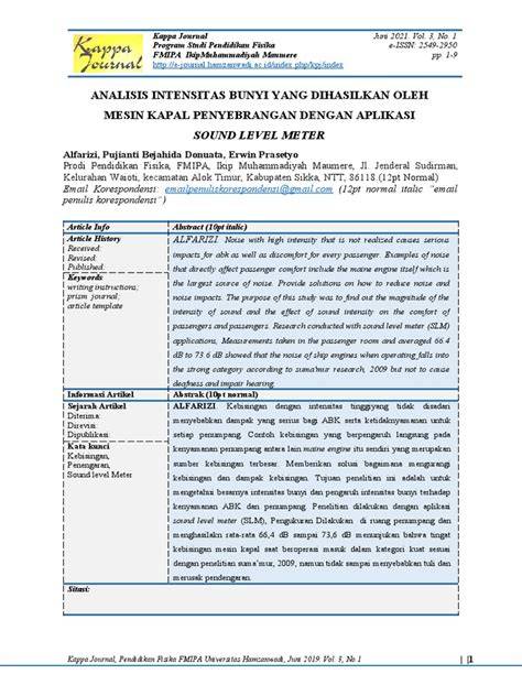 (PDF) Analisis Kebisingan Mesin Kapal Perikanan dan Implikasinya ... - raincitystudios.com