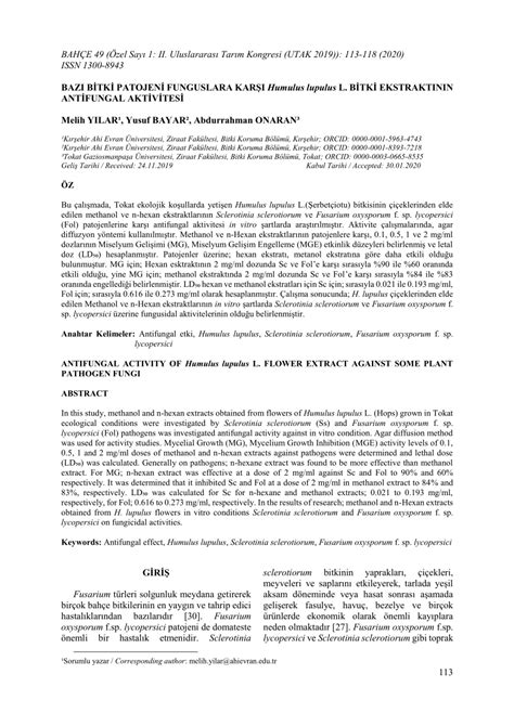 (PDF) ANTIFUNGAL ACTIVITY OF Humulus lupulus L. FLOWER EXTRACT. 