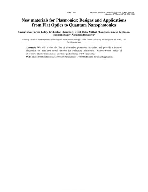 (PDF) Applications: Nanophotonics and Plasmonics - wintechmobiles.com