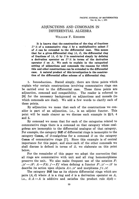(PDF) Adjunctions and comonads in differential algebra
