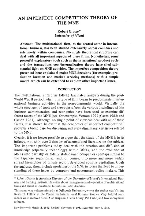 (PDF) An Imperfect Competition Theory of the MNE