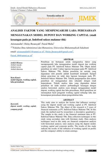 (PDF) Analisis Faktor yang Mempengaruhi Laba Perusahaan