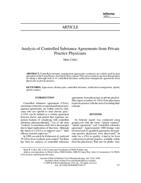 (PDF) Analysis of Controlled Substance Agreements from Private Practice
