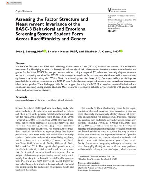 (PDF) Assessing the Factor Structure and Measurement Invariance of the