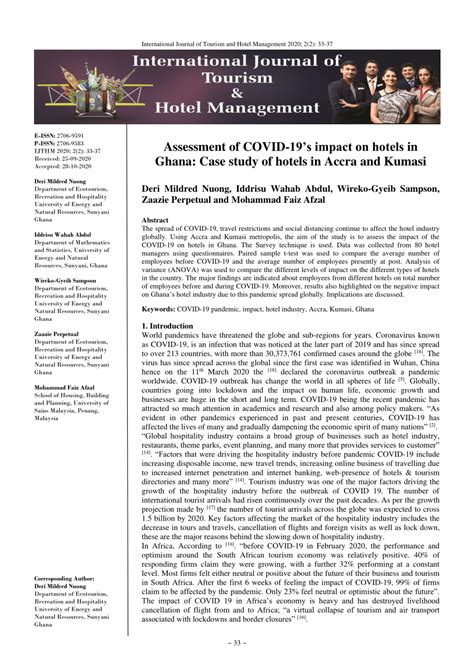 (PDF) Assessment of covid 19 on hotels in Ghana. A case