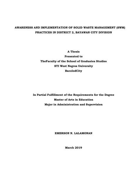 (PDF) Awareness and Implementation of Solid Waste