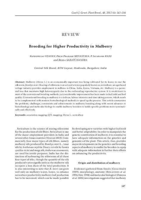 (PDF) Breeding for Higher Productivity in Mulberry - raincitystudios.com