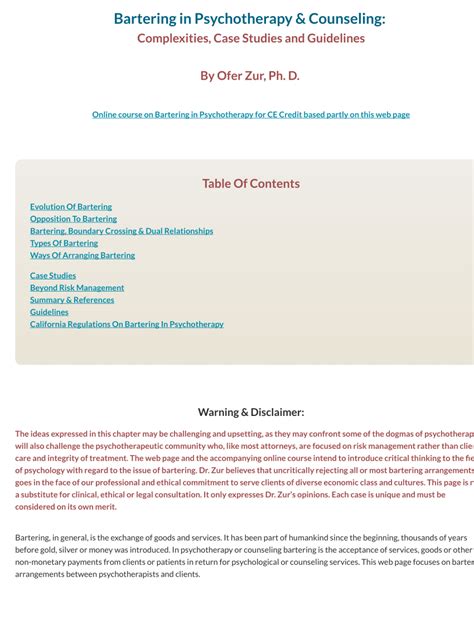 (PDF) Bartering in Psychotherapy & Counseling: …