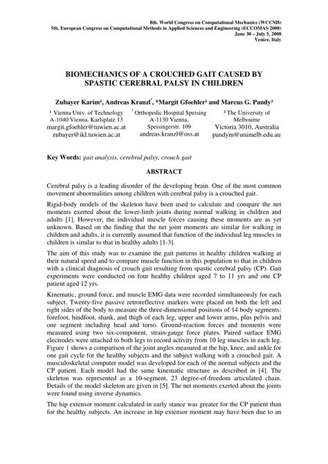 (PDF) Biomechanics of a crouched gait caused by spastic …