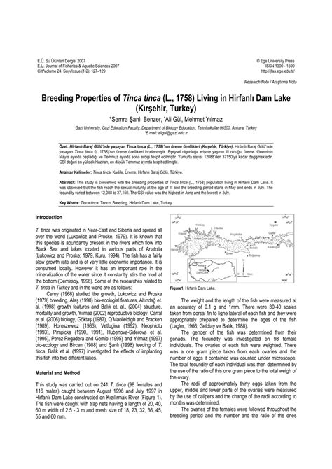 (PDF) Breeding Properties of Tinca tinca (L., 1758) Living in …