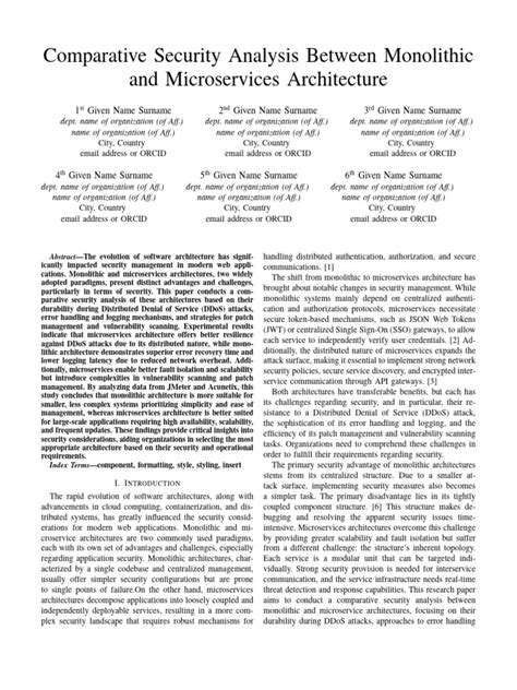 (PDF) COMPARATIVE ANALYSIS OF MICROSERVICES AND MONOLITHIC ... - coolestguyplanet.net