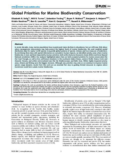 (PDF) Conservation priorities for global marine … - raincitystudios.com