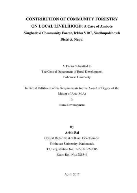 (PDF) Contribution of community forestry in the central … - raincitystudios.com