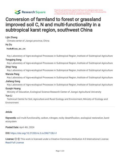 (PDF) Conversion of farmland to forest or grassland … - raincitystudios.com