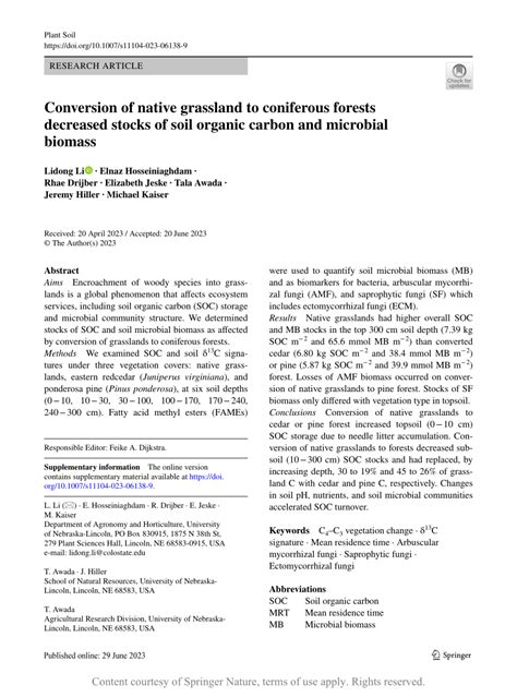 (PDF) Conversion of native grassland to coniferous … - raincitystudios.com