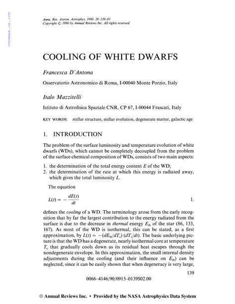 (PDF) Cooling of White Dwarfs - ResearchGate - muktibox.com