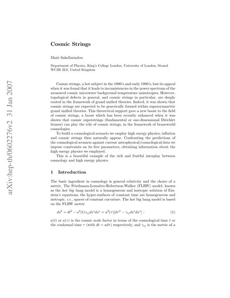 (PDF) Cosmic Strings - ResearchGate - muktibox.com