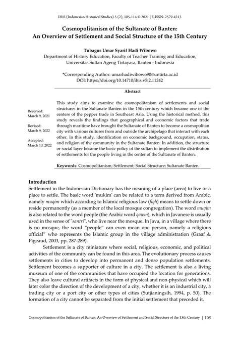 (PDF) Cosmopolitanism of the Sultanate of Banten: An Overview of ... - wintechmobiles.com