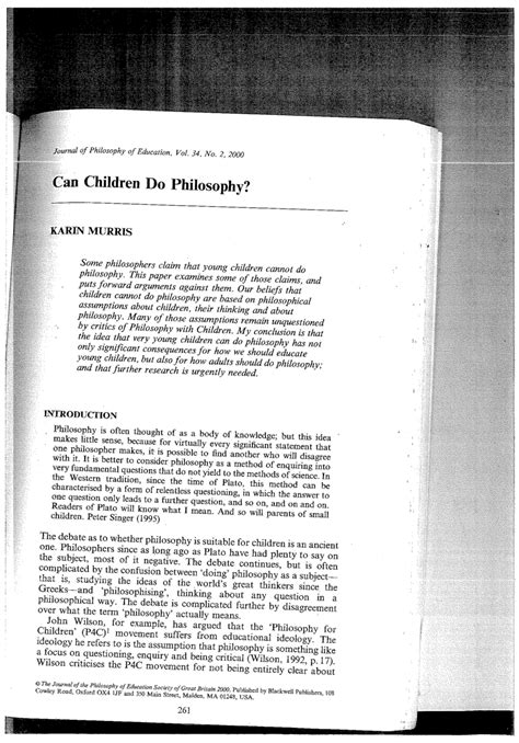 (PDF) Can Children Do Philosophy? - ResearchGate