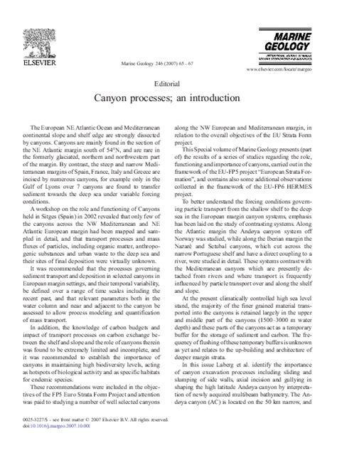 (PDF) Canyon processes; an introduction Phil Weaver