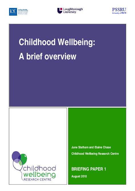 (PDF) Childhood Wellbeing: A Brief Overview