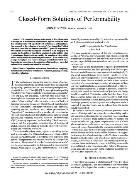(PDF) Closedform solutions of performability