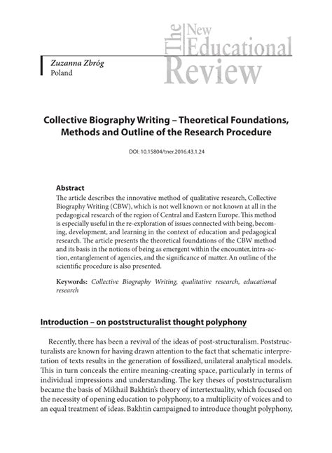 (PDF) Collective Biography Writing -Theoretical Foundations ...