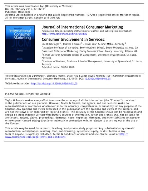 (PDF) Consumer Involvement - ResearchGate