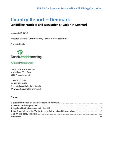 (PDF) Country Report – Denmark Landfilling Practices and Regulation ...