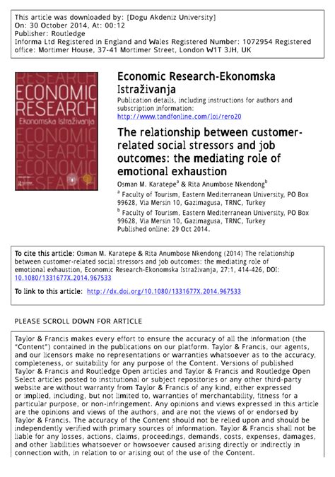 (PDF) Customer-Related Social Stressors and Burnout - ResearchGate