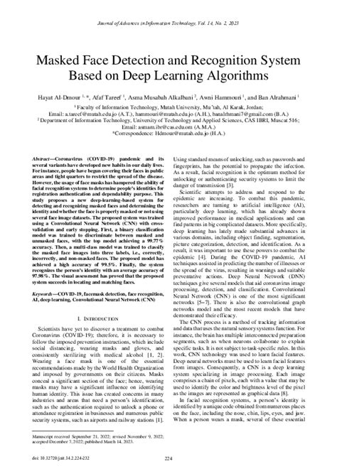 (PDF) DEEP LEARNING BASED MASKED FACE DETECTION. 