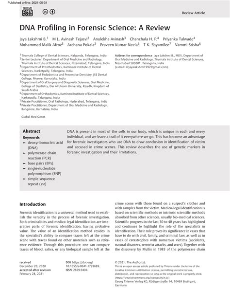 (PDF) DNA Profiling in Forensic Science: A Review - wintechmobiles.com