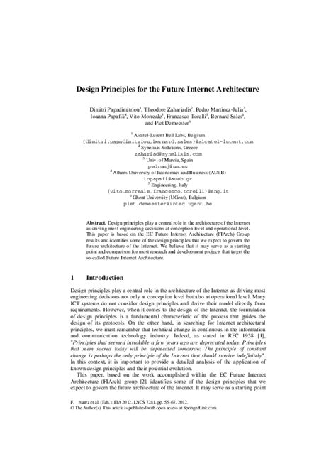 (PDF) Design Principles for the Future Internet Architecture