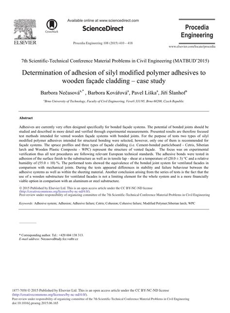 (PDF) Determination of Adhesion of Silyl Modified ... - ResearchGate